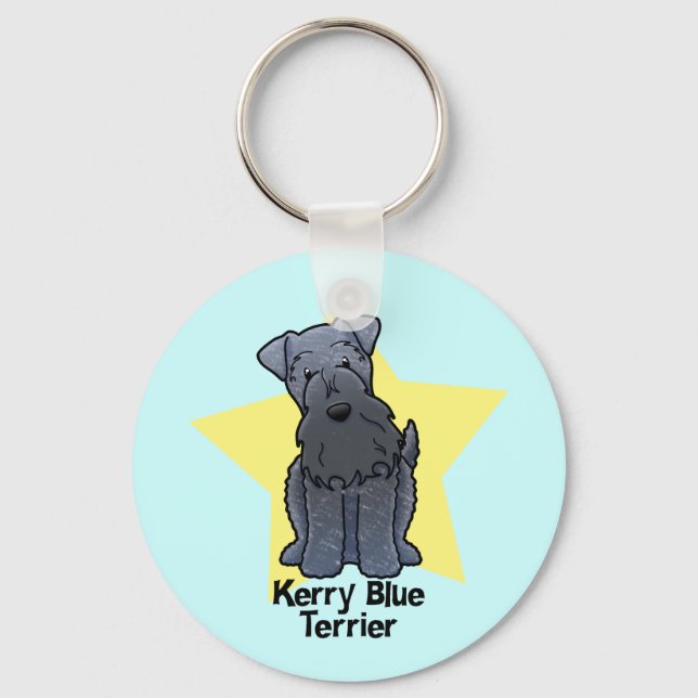 Kawaii Star Kerry Blue Terrier Nyckelring (Framsida)