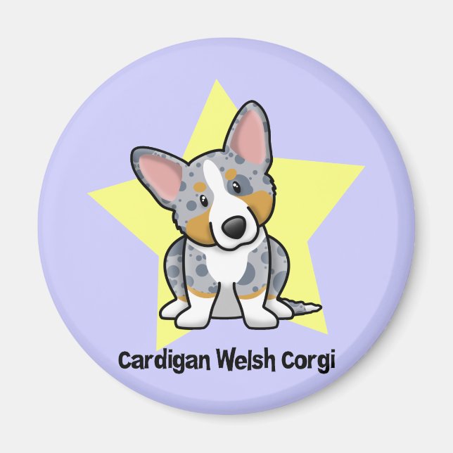 Kawaii Star Merle Cardigan Welsh Corgi Magnet (Framsidan)