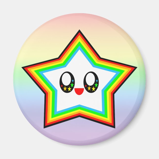 KAWAII STAR RAINBOW LYCKLIG ANSIKTE LUCKY MAGNET (Framsidan)