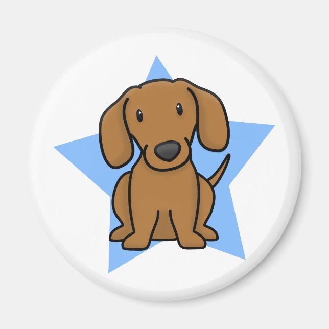 Kawaii Star Red Dachshund Magnet (Framsidan)