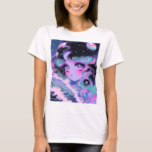 Kawaii Star Sea Girl under Cosmic Vågar T Shirt