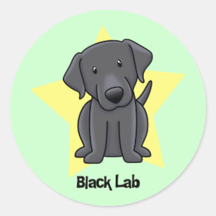 Kawaii Star Svart lab Runt Klistermärke