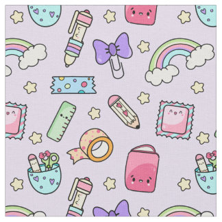 Kawaii Stationery Mönster Fabric Tyg