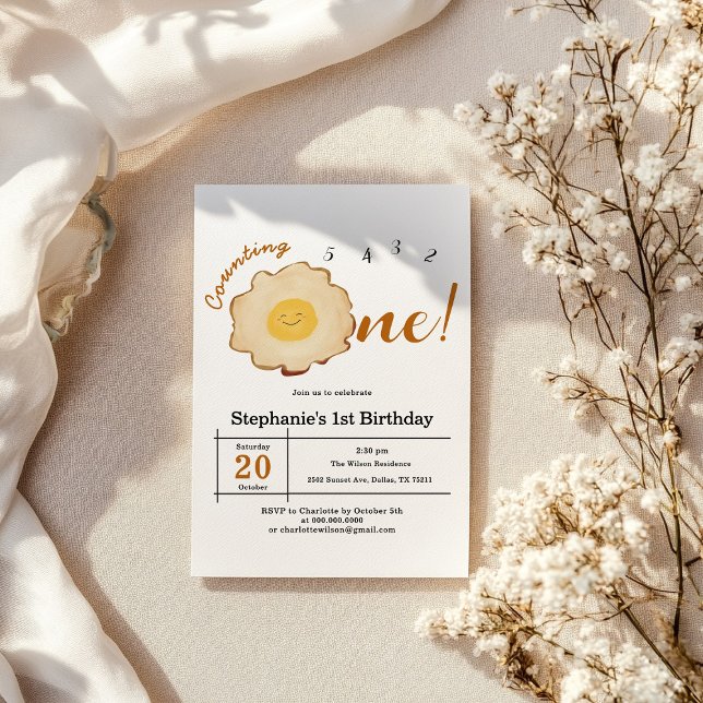 Kawaii stekt ägg 1-års födelsedag inbjudningar (Skapare uppladdad)