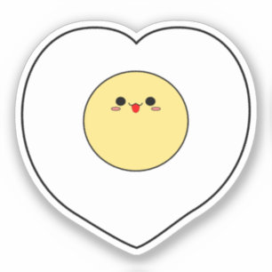 Kawaii stekt ägg vinyl dekal   Hjärtformad