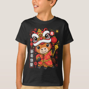 Kawaii stil år för hästen 2026 kinesiskt nyår t shirt