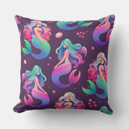 Kawaii Stil Sjöjungfruar Seamless Lila Kudde