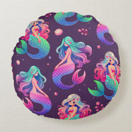 Kawaii Stil Sjöjungfruar Seamless Lila Rund Kudde