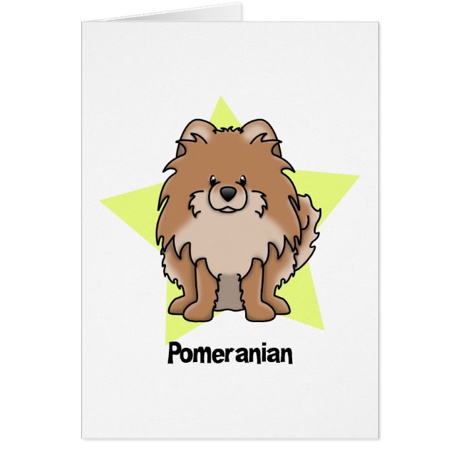 Kawaii stjärna röda Pomeranian Hälsningskort (Framsidan)