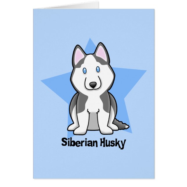 Kawaii stjärnasiberian husky hälsningskort (Framsidan)