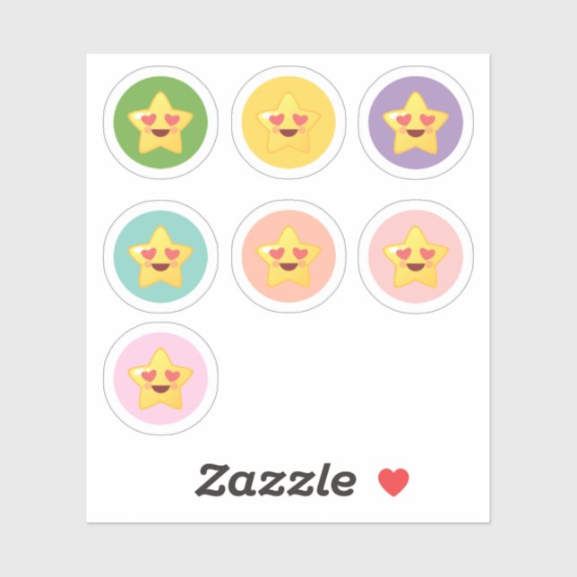 Kawaii stjärnor i cirklar  klistermärken (Ark)