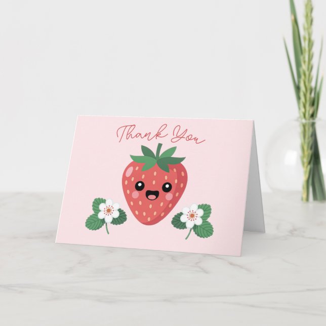 Kawaii Strawberry Baby Shower Tack Kort (Framsida)
