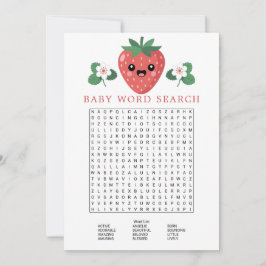 Kawaii Strawberry Baby Shower Word Search Game Inbjudningar