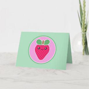 Kawaii Strawberry Birthday Card Kort
