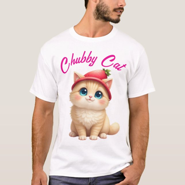 Kawaii Strawberry Cat Charm T Shirt (Framsida)