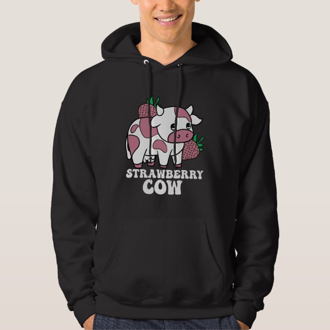 Kawaii Strawberry Cow Crazy Cow Dam Farm Animal Hoodie (Framsida)