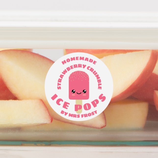 Kawaii Strawberry Crumble Ice Pops Klistermärke (Påsatt)