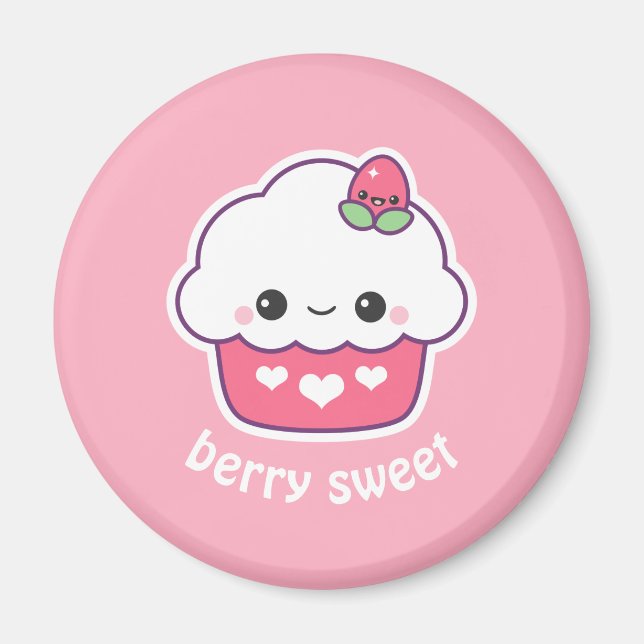 Kawaii Strawberry Cupaka Magnet (Framsidan)