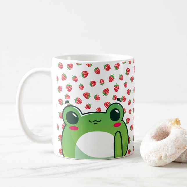 Kawaii Strawberry Frog Kaffemugg (Med munk)