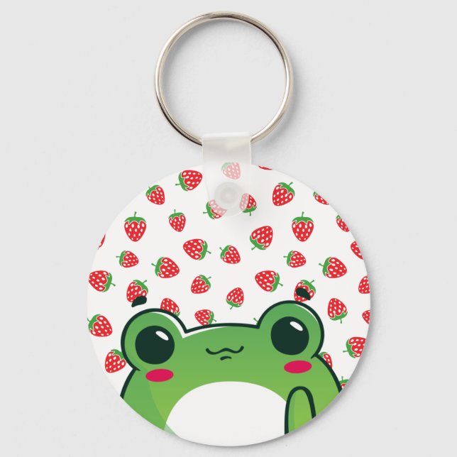 Kawaii Strawberry Frog Nyckelring (Framsida)