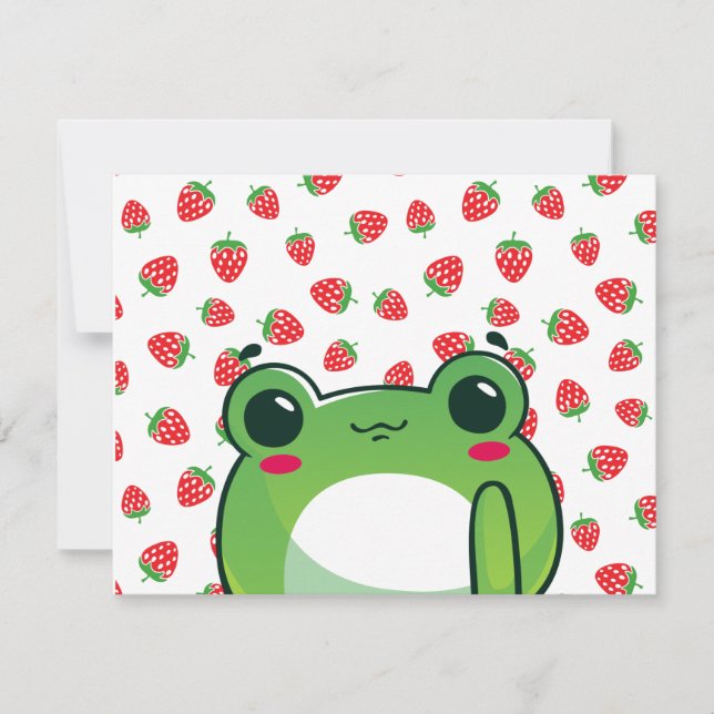 Kawaii Strawberry Frog Postcard Inbjudningar (Framsida)
