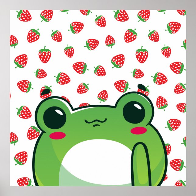 Kawaii Strawberry Frog Poster (Framsidan)