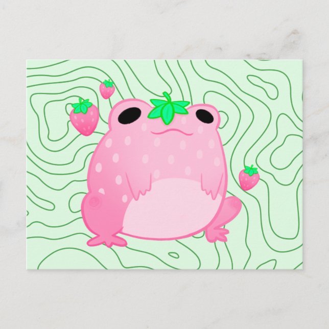 Kawaii Strawberry Frog Softcore Meddelande Vykort (Framsida)