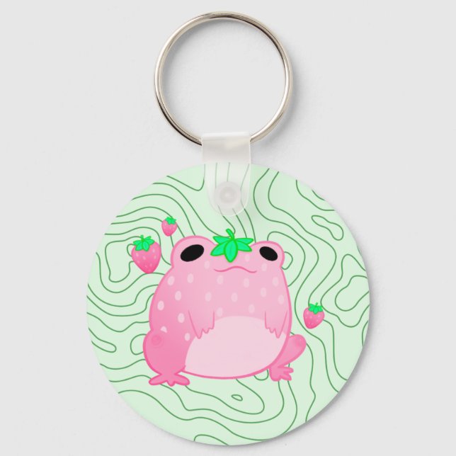 Kawaii Strawberry Frog Softcore Nyckelring (Framsida)