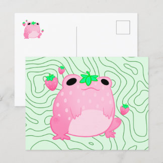 Kawaii Strawberry Frog Softcore Postcard Vykort