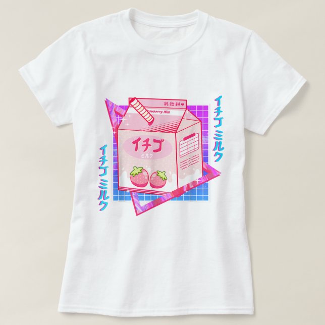 Kawaii Strawberry Milk Aesthetic T Shirt (Design framsida)