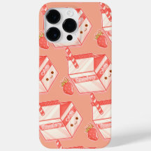 Kawaii Strawberry Milk Carton - Cute Aesthetic Art