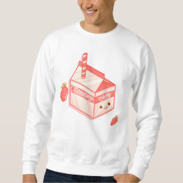 Kawaii Strawberry Milk Carton - Cute Aesthetic Art Lång Ärmad Tröja