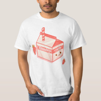 Kawaii Strawberry Milk Carton - Cute Aesthetic Art T Shirt