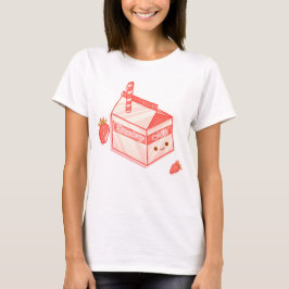 Kawaii Strawberry Milk Carton - Cute Aesthetic Art T Shirt