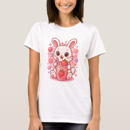 Kawaii Strawberry Mjölk Bunny - Cute Rosa Rabbit T Shirt