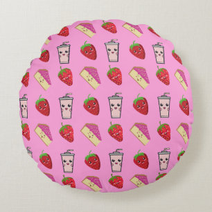 KAWAII STRAWBERRY OCH CHEESECAKE RUND KUDDE