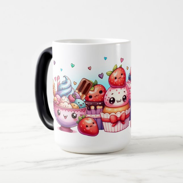 Kawaii Strawberry Sweets and Ice Cream Friends Magisk Mugg (Framsida vänster)
