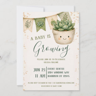 Kawaii Sukkulent Baby Shower Inbjudningar