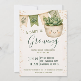 Kawaii Sukkulent Baby Shower Inbjudningar