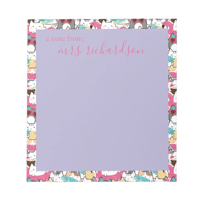 Kawaii Summer Cute Kattunge Anteckningsblock (Framsida)