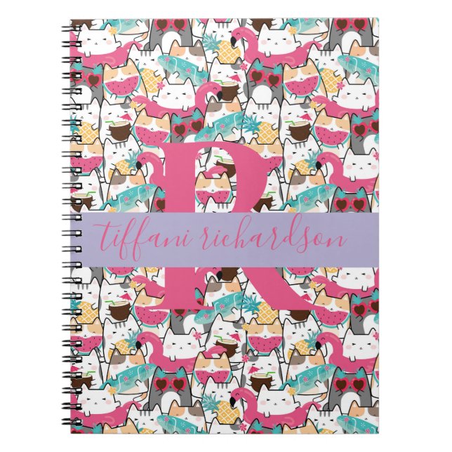 Kawaii Summer Cute Kattunge Anteckningsbok (Framsidan)