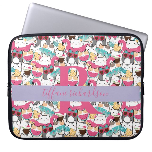 Kawaii Summer Cute Kattunge Laptop Fodral (Framsidan)