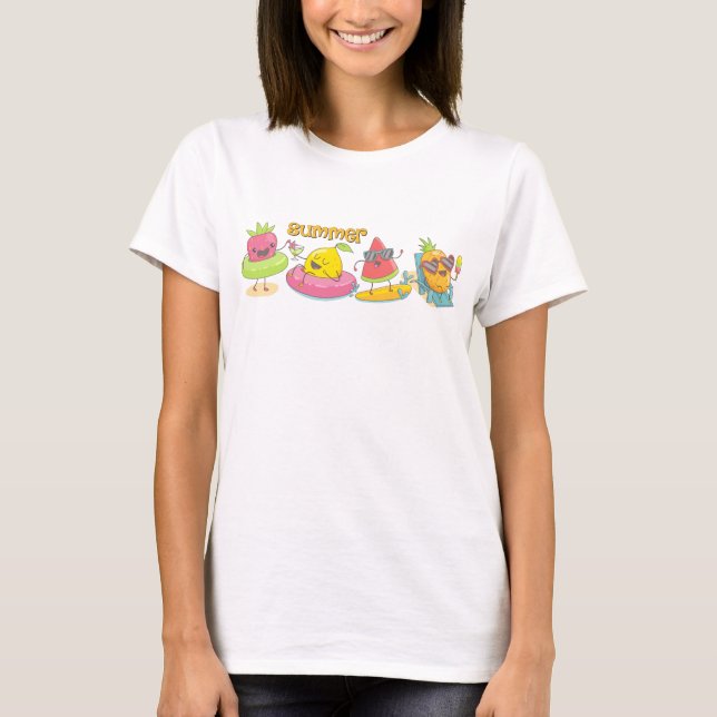 Kawaii Summer Fruit T Shirt (Framsida)