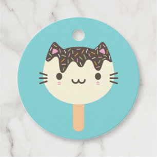 Kawaii Summer Ice Lolly Popsicle Cat Gåvor Etiketter