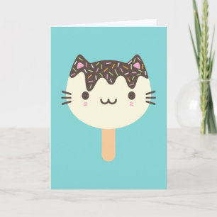Kawaii Summer Ice Lolly Popsicle Cat Kort