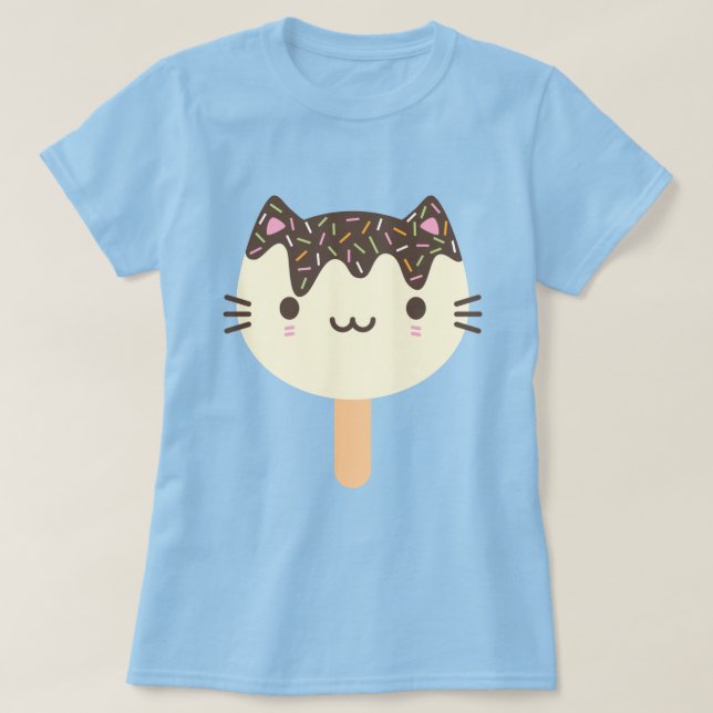 Kawaii Summer Ice Lolly Popsicle Cat T Shirt (Design framsida)