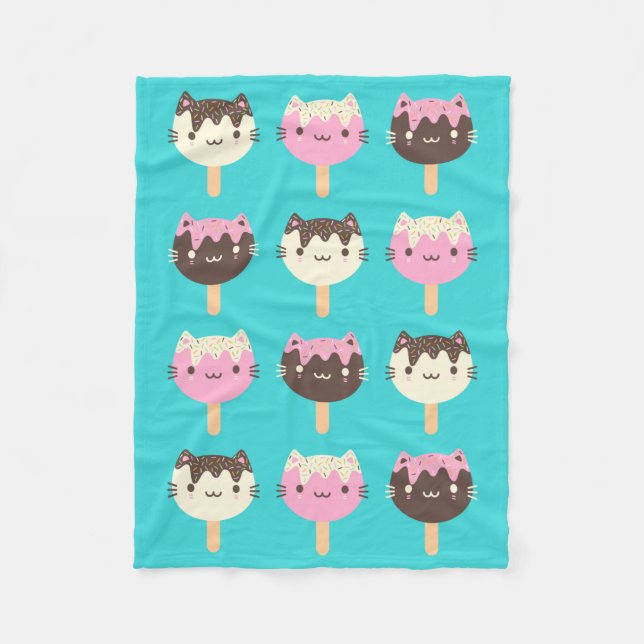 Kawaii Summer Ice Lolly Popsicle Cats Fleecefilt (Framsidan)