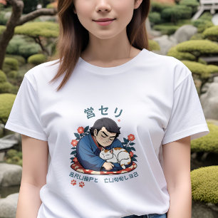 Kawaii Sumotori och Cat Nap - Cute Japansk design T Shirt
