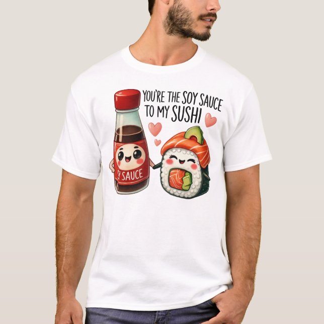 Kawaii Sushi and Soy Sauce Art T Shirt (Framsida)