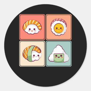 Kawaii Sushi Anime Cute Japansk mat Älskare Runt Klistermärke